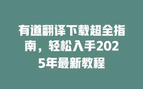 有道翻译下载超全指南，轻松入手2025年最新教程 一