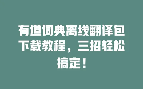 有道词典离线翻译包下载教程，三招轻松搞定！ 一