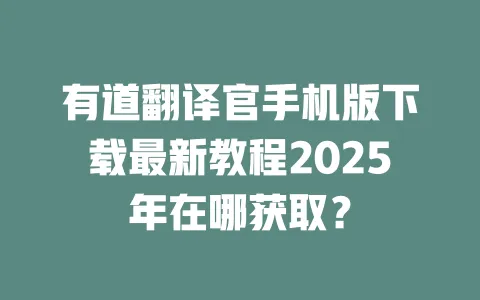 有道翻译官手机版下载最新教程2025年在哪获取？ 一