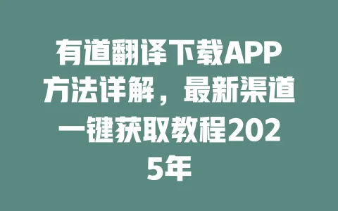 有道翻译下载APP方法详解，最新渠道一键获取教程2025年 一